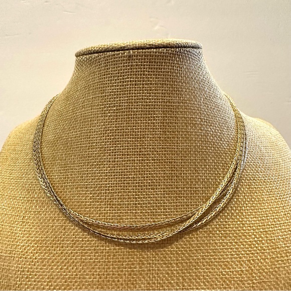 Lia Sophia Necklace gold tone triple strand chain w/ InfinitMe clasp - Picture 3 of 11